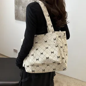 Tote Bag for Women Corduroy Handbag Large Capacity Travel Shoulder Purse Pink Cute Strawberries Canvas Bag