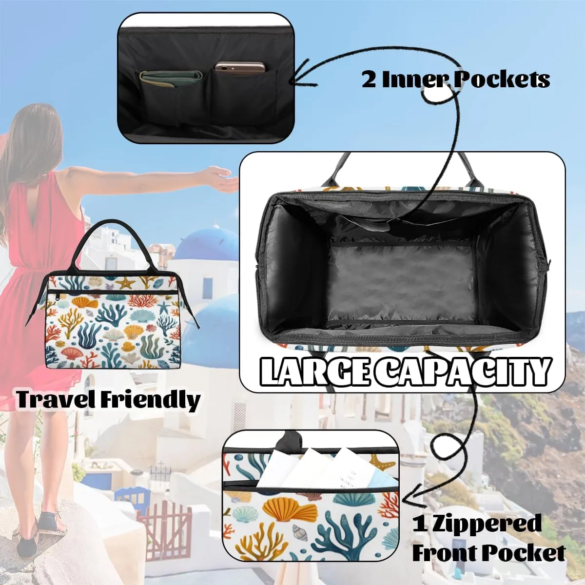 Tote Bag for Women, Lightweight Tote Bag with Zipper, Large Shoulder Bag Handbag for Travel, Work