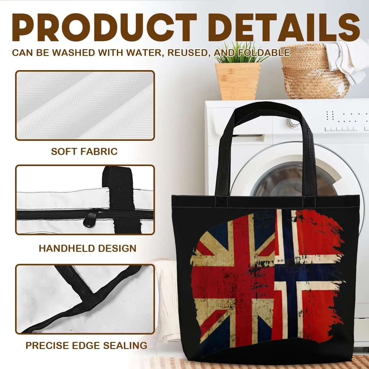 Tote Bag for Women Men Large Reusable Beach Shoulder Bags With Zipper for Gym Shopping Travel Gifts Yoga