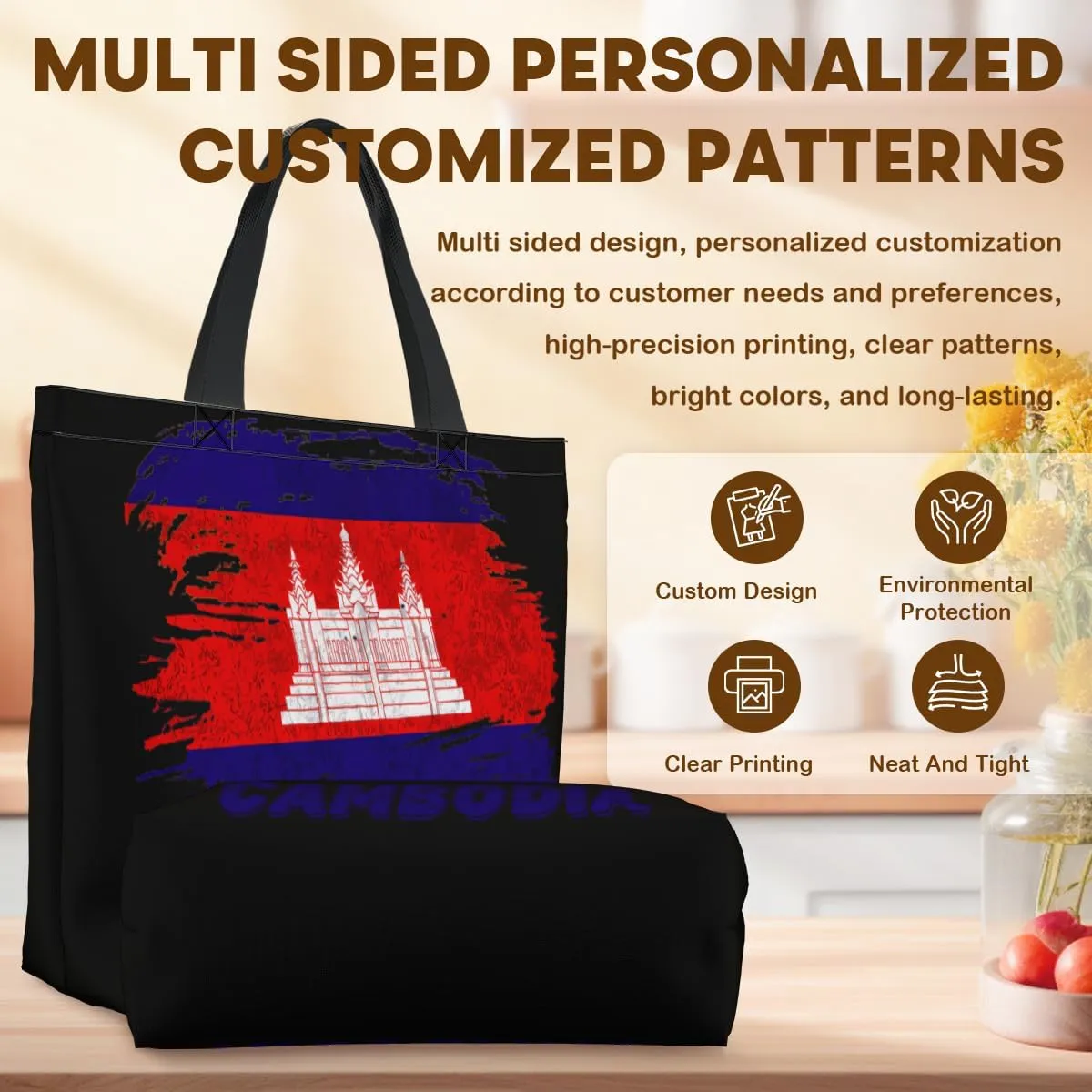 Tote Bag for Women Men Large Reusable Beach Shoulder Bags With Zipper for Gym Shopping Travel Gifts Yoga