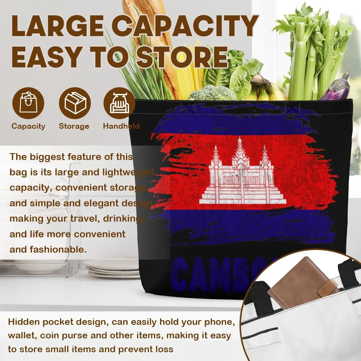 Tote Bag for Women Men Large Reusable Beach Shoulder Bags With Zipper for Gym Shopping Travel Gifts Yoga