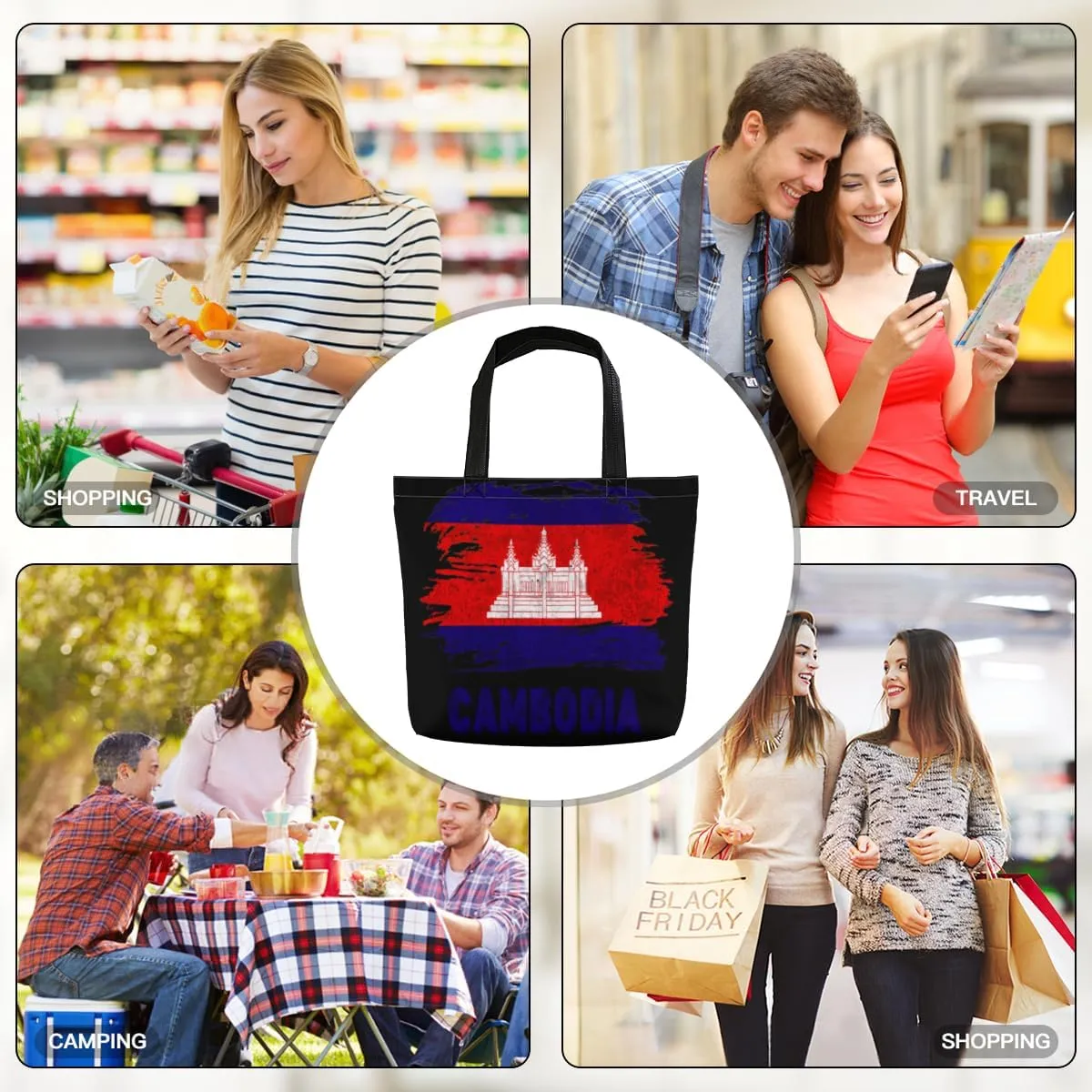 Tote Bag for Women Men Large Reusable Beach Shoulder Bags With Zipper for Gym Shopping Travel Gifts Yoga