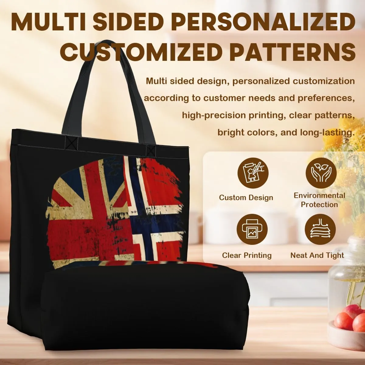 Tote Bag for Women Men Large Reusable Beach Shoulder Bags With Zipper for Gym Shopping Travel Gifts Yoga