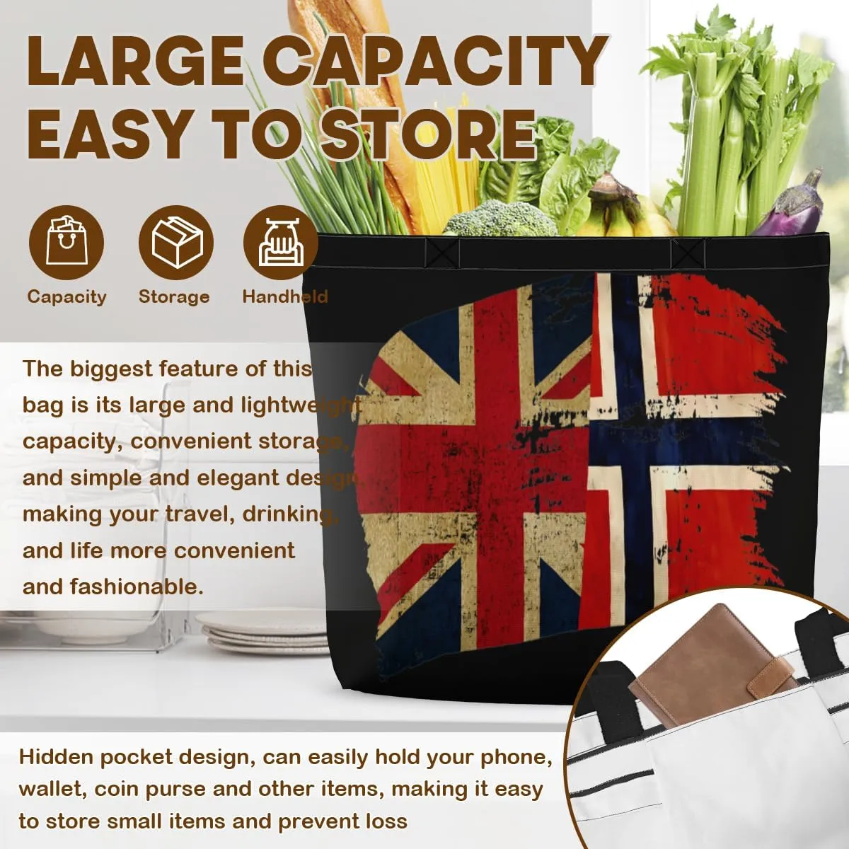 Tote Bag for Women Men Large Reusable Beach Shoulder Bags With Zipper for Gym Shopping Travel Gifts Yoga