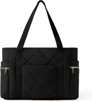 Tote bag for Women Puffer Shoulder Bag with Zipper Travel Quilted Nurse Bag Carry On Laptop Bag for Travel Work