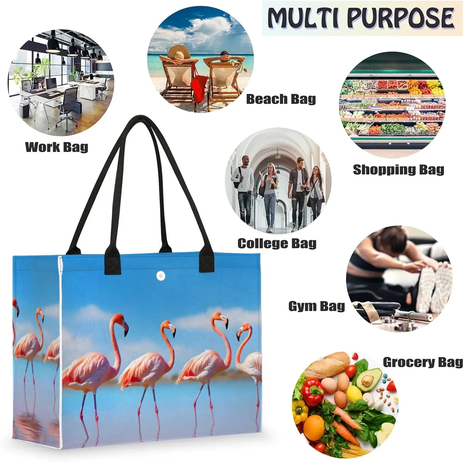 Tote Bag for Women Reusable Canvas Shoulder Bag