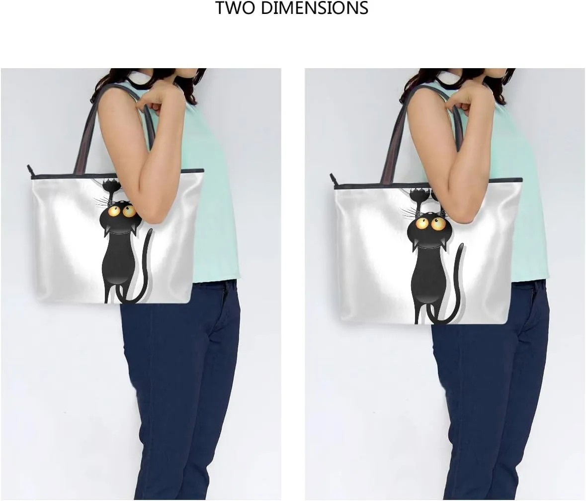Tote Bag for Women with Zipper and Pockets,Polyester Tote Bag Pattern Tote Purse Women Handbag