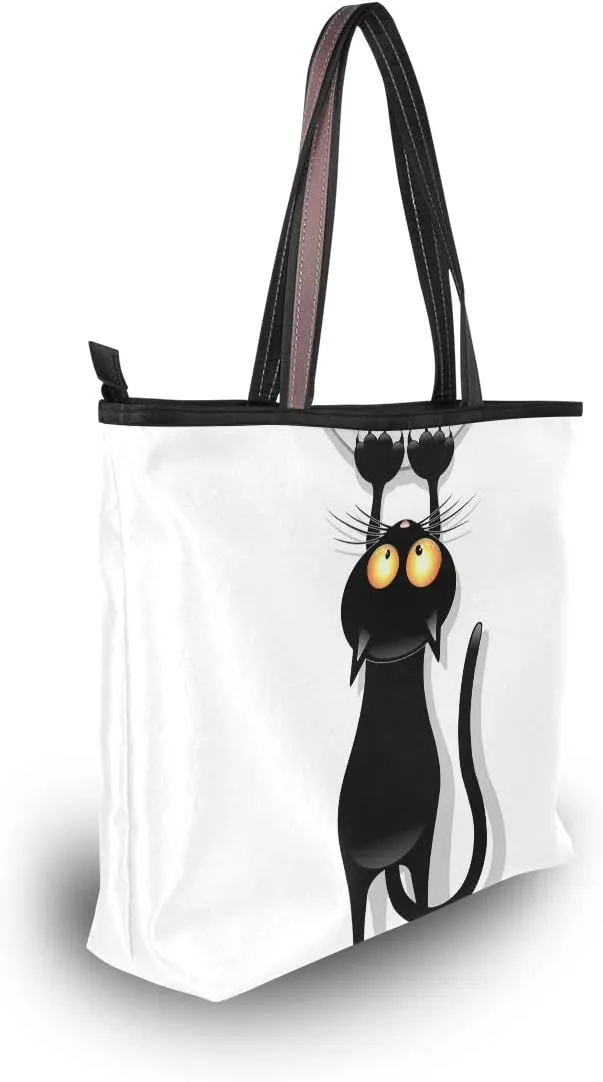 Tote Bag for Women with Zipper and Pockets,Polyester Tote Bag Pattern Tote Purse Women Handbag