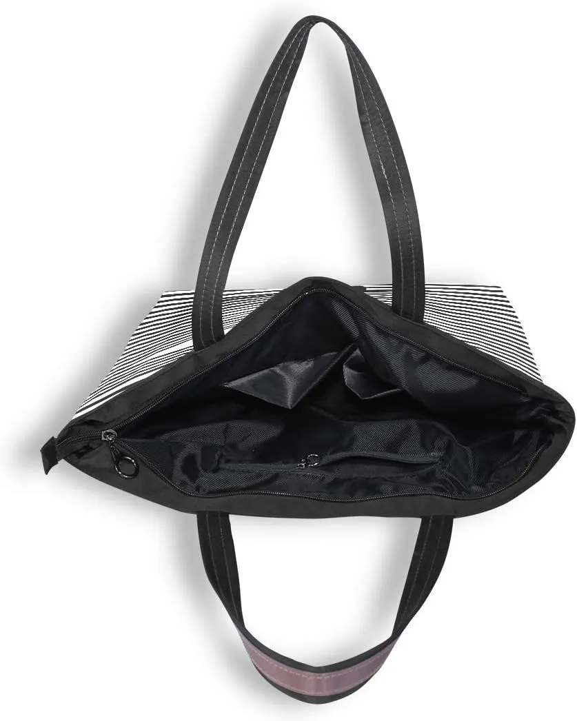 Tote Bag for Women with Zipper and Pockets,Polyester Tote Bag Pattern Tote Purse Women Handbag