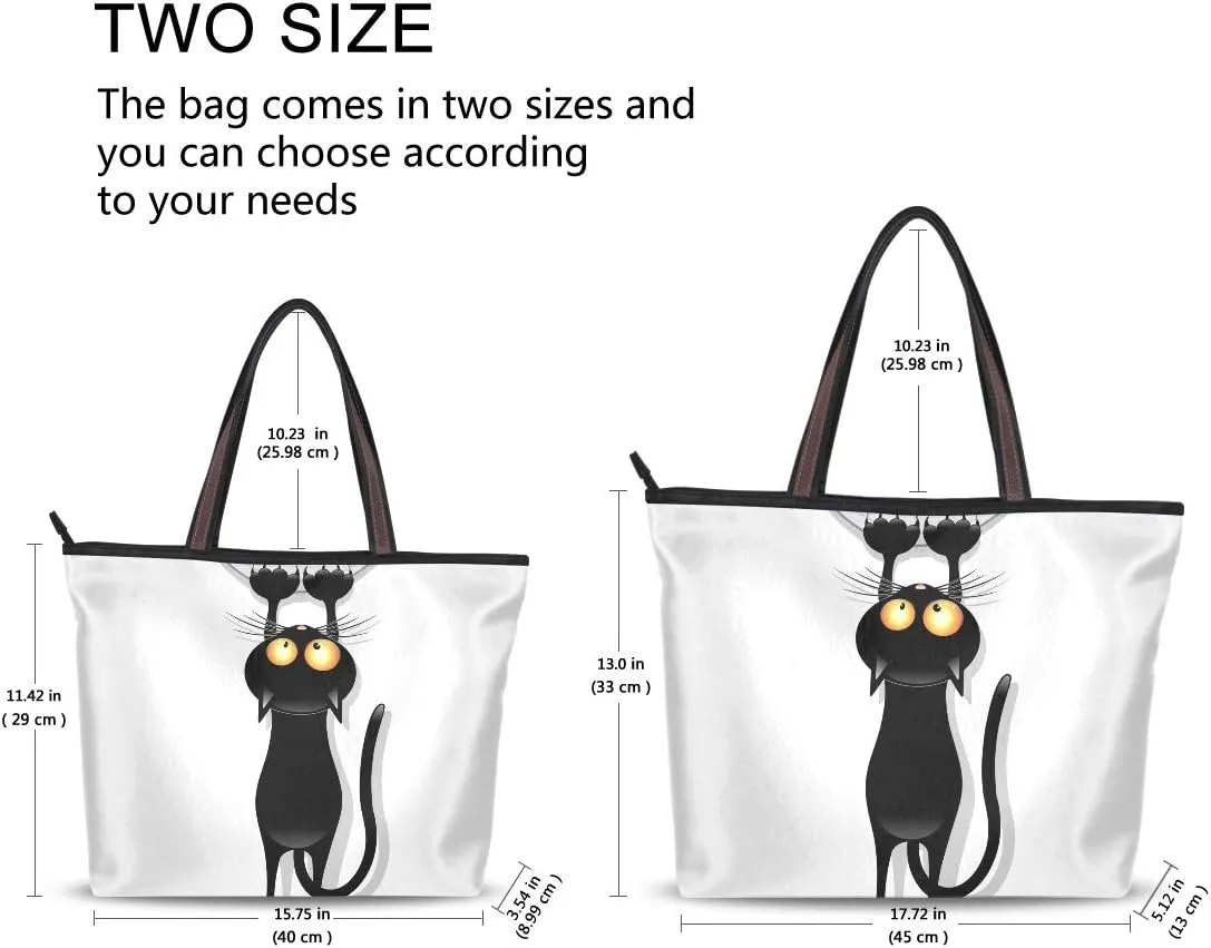 Tote Bag for Women with Zipper and Pockets,Polyester Tote Bag Pattern Tote Purse Women Handbag
