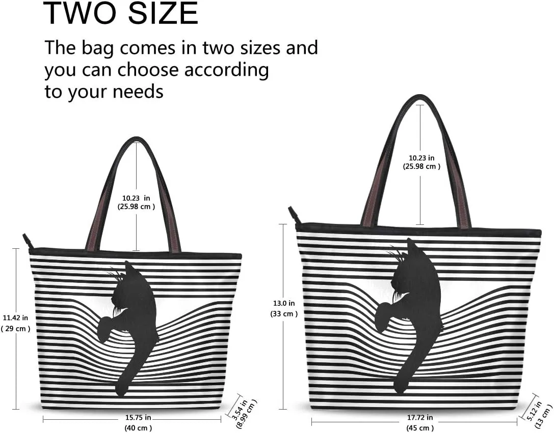 Tote Bag for Women with Zipper and Pockets,Polyester Tote Bag Pattern Tote Purse Women Handbag
