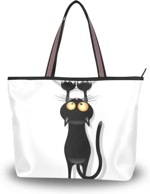 Tote Bag for Women with Zipper and Pockets,Polyester Tote Bag Pattern Tote Purse Women Handbag