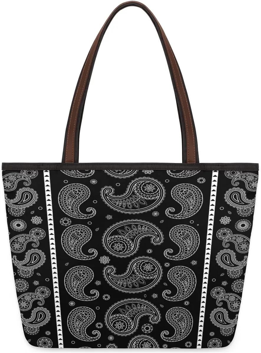 Tote Bag for Women with Zipper Large Capacity Top Handle Casual Shoulder Bag Handbag Reusable Shopping