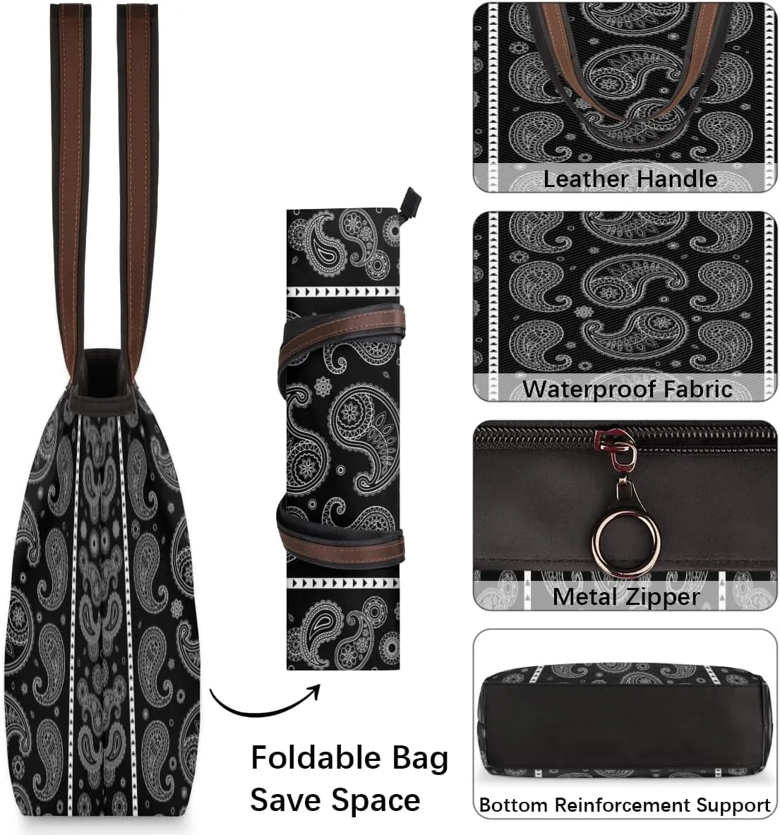 Tote Bag for Women with Zipper Large Capacity Top Handle Casual Shoulder Bag Handbag Reusable Shopping