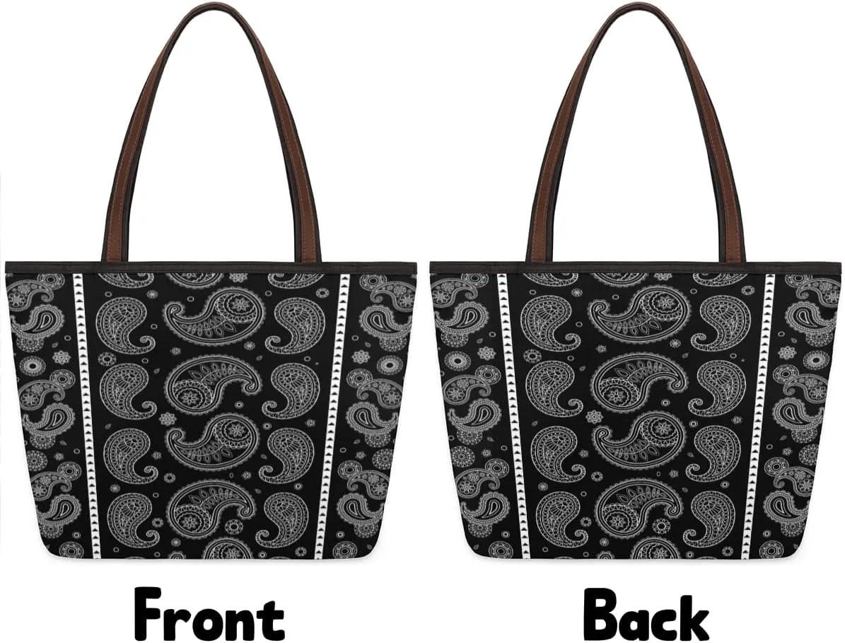 Tote Bag for Women with Zipper Large Capacity Top Handle Casual Shoulder Bag Handbag Reusable Shopping