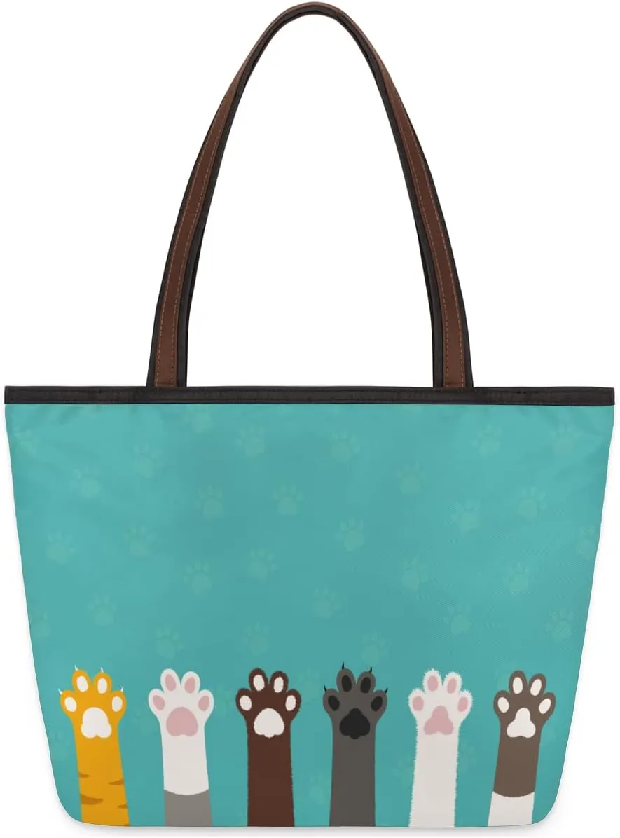Tote Bag for Women with Zipper Large Capacity Top Handle Casual Shoulder Bag Handbag Reusable Shopping
