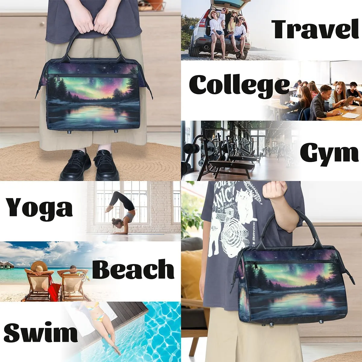 Tote Bag for Women with Zipper, Large Shoulder Bag Handbag for Travel Sports Work