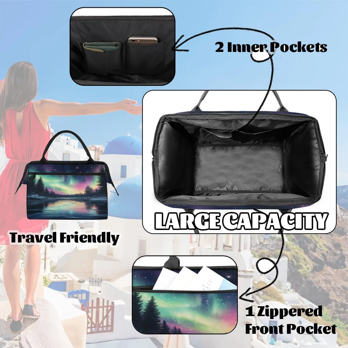 Tote Bag for Women with Zipper, Large Shoulder Bag Handbag for Travel Sports Work
