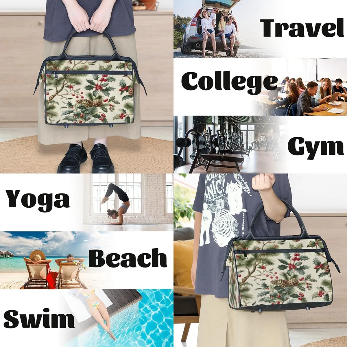 Tote Bag for Women with Zipper, Lightweight Travel Tote Bag Large Shoulder Bag Handbag for Work, Gym