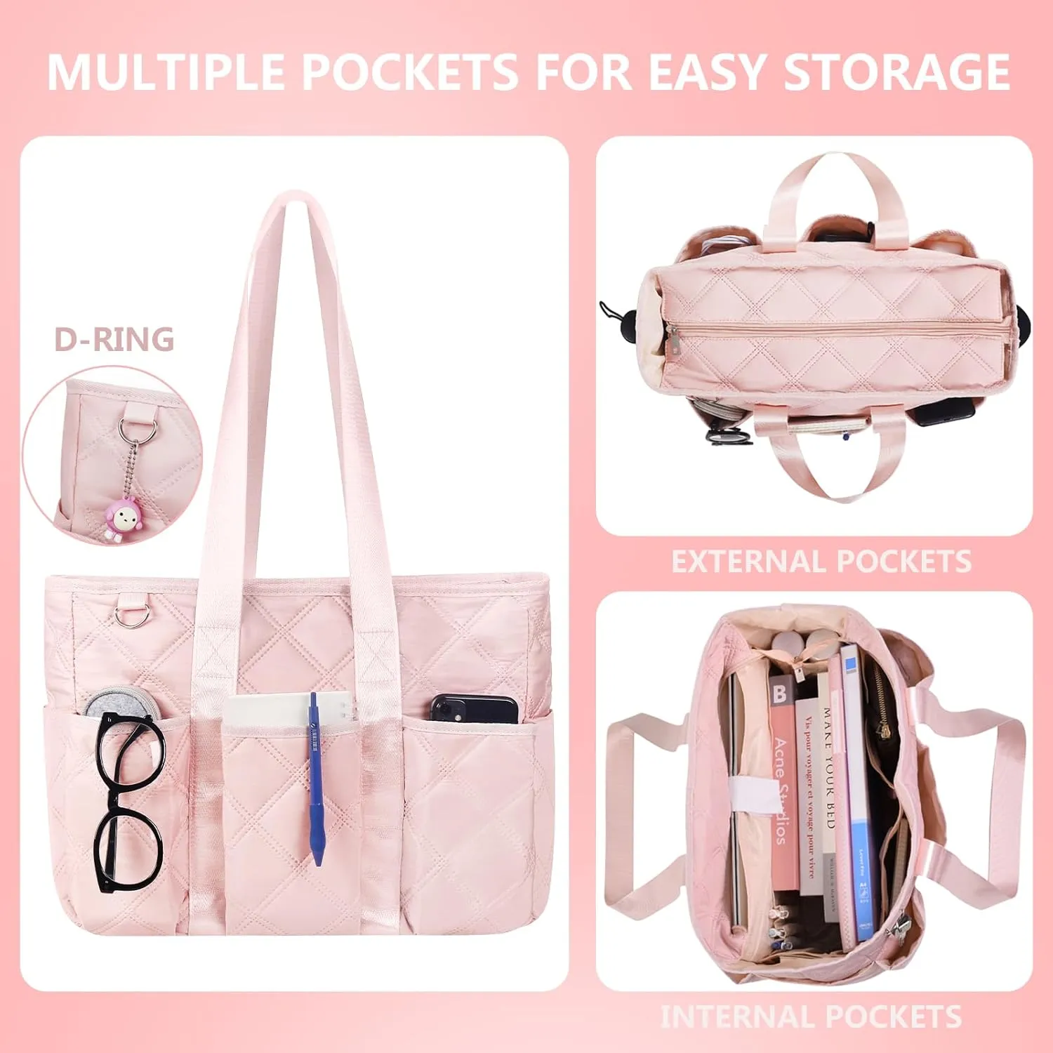 Tote Bag for Women with Zipper - Teacher, Nursing & Travel Weekender Work Bag