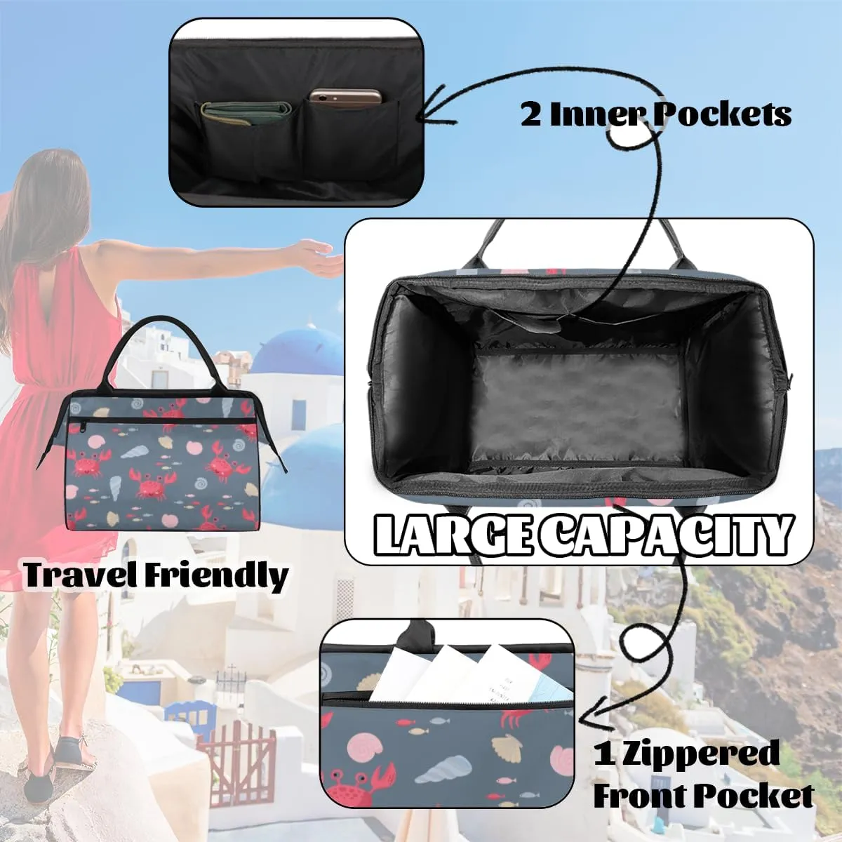 Tote Bag for Women with Zipper, Travel Large Shoulder Bag Handbag for Work, Gym