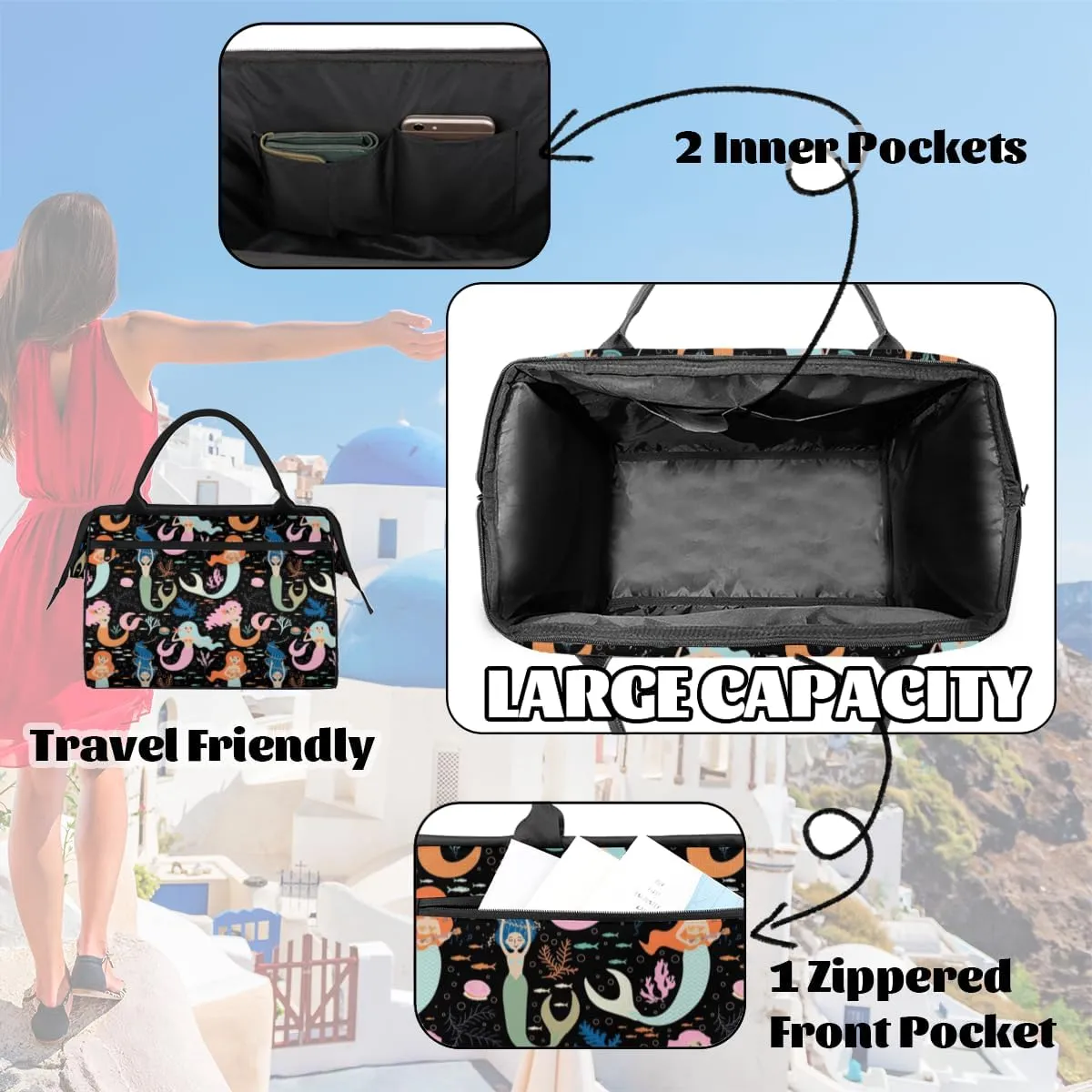 Tote Bag for Women with Zipper, Travel Large Shoulder Bag Handbag for Work, Gym
