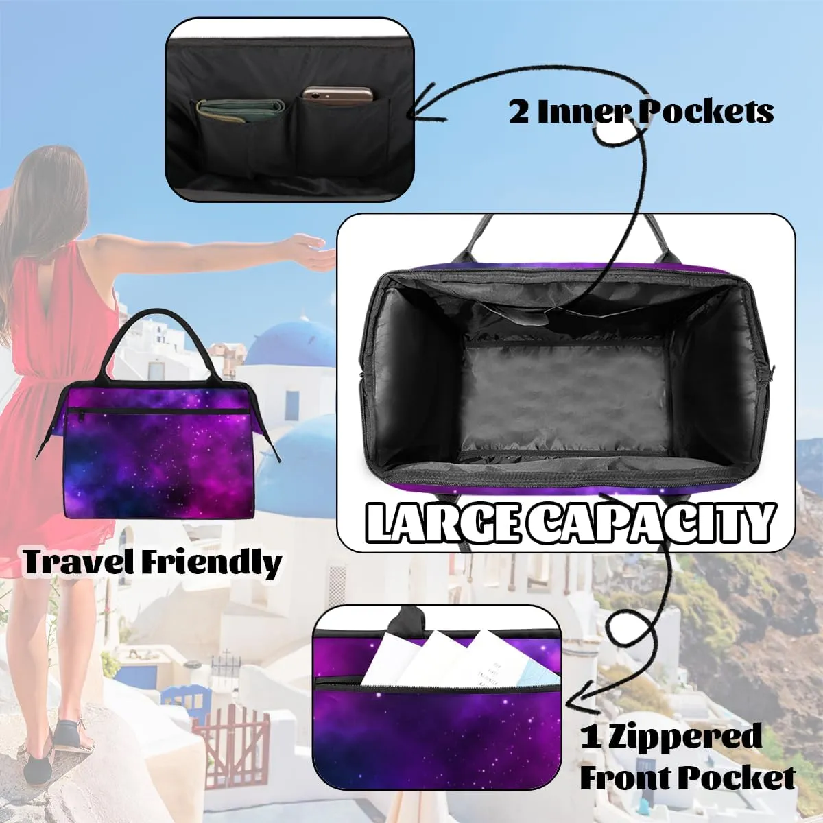 Tote Bag for Women with Zipper, Travel Large Shoulder Bag Handbag for Work, Gym