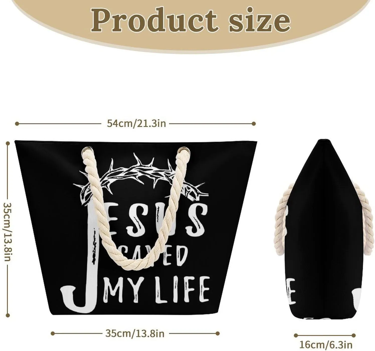 Tote Bag Large Handles Beach Bag with Zipper for Shopping Groceries Travel Outdoors Swim Pool Bag