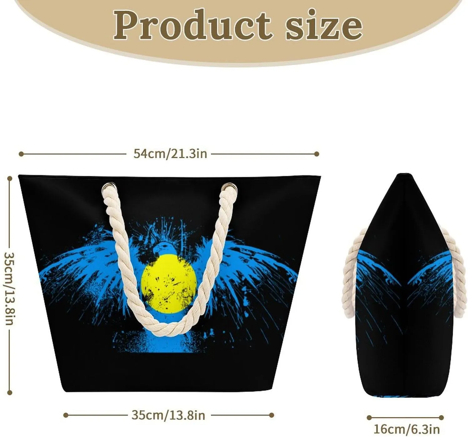 Tote Bag Large Handles Beach Bag with Zipper for Shopping Groceries Travel Outdoors Swim Pool Bag