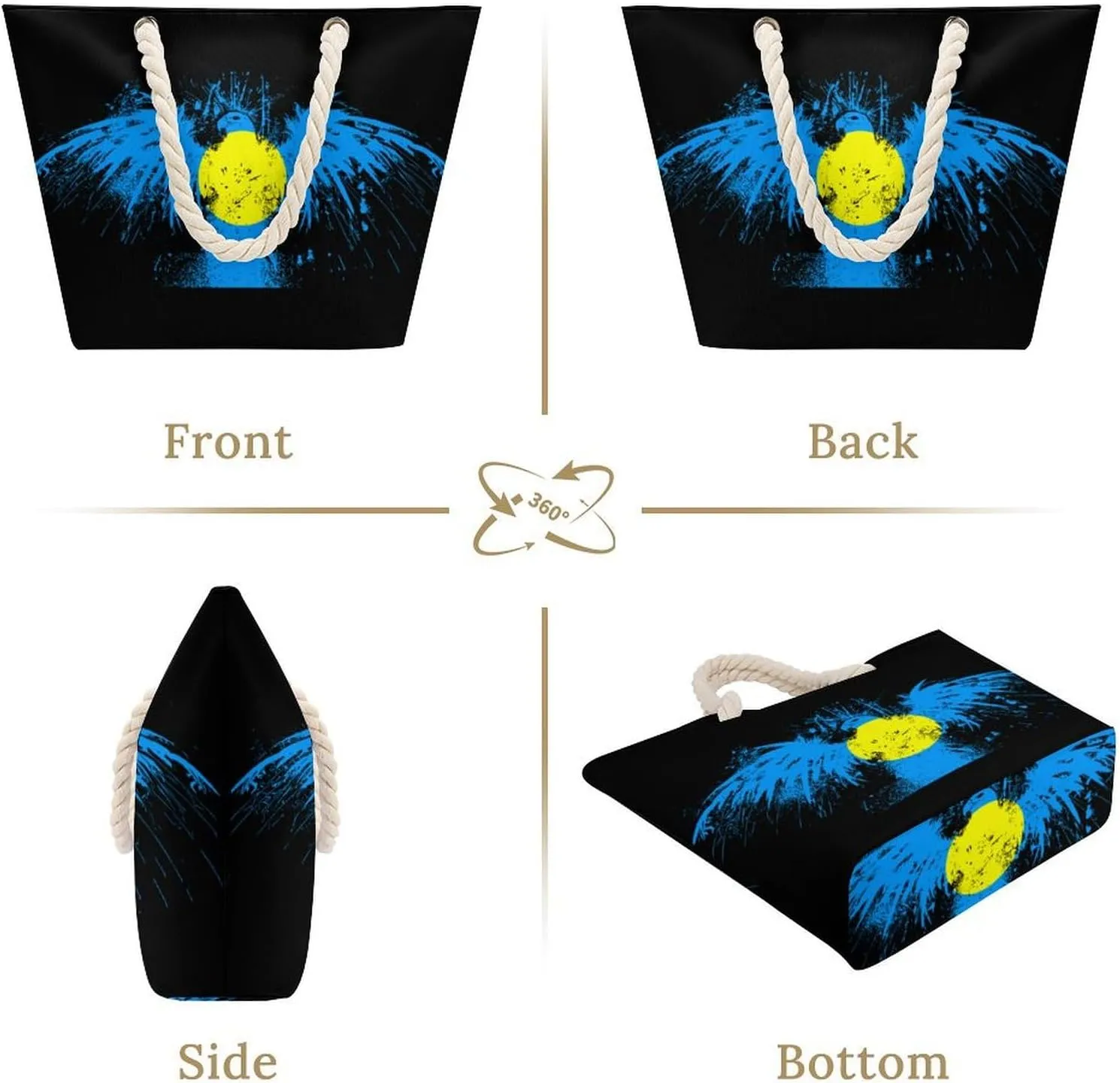 Tote Bag Large Handles Beach Bag with Zipper for Shopping Groceries Travel Outdoors Swim Pool Bag