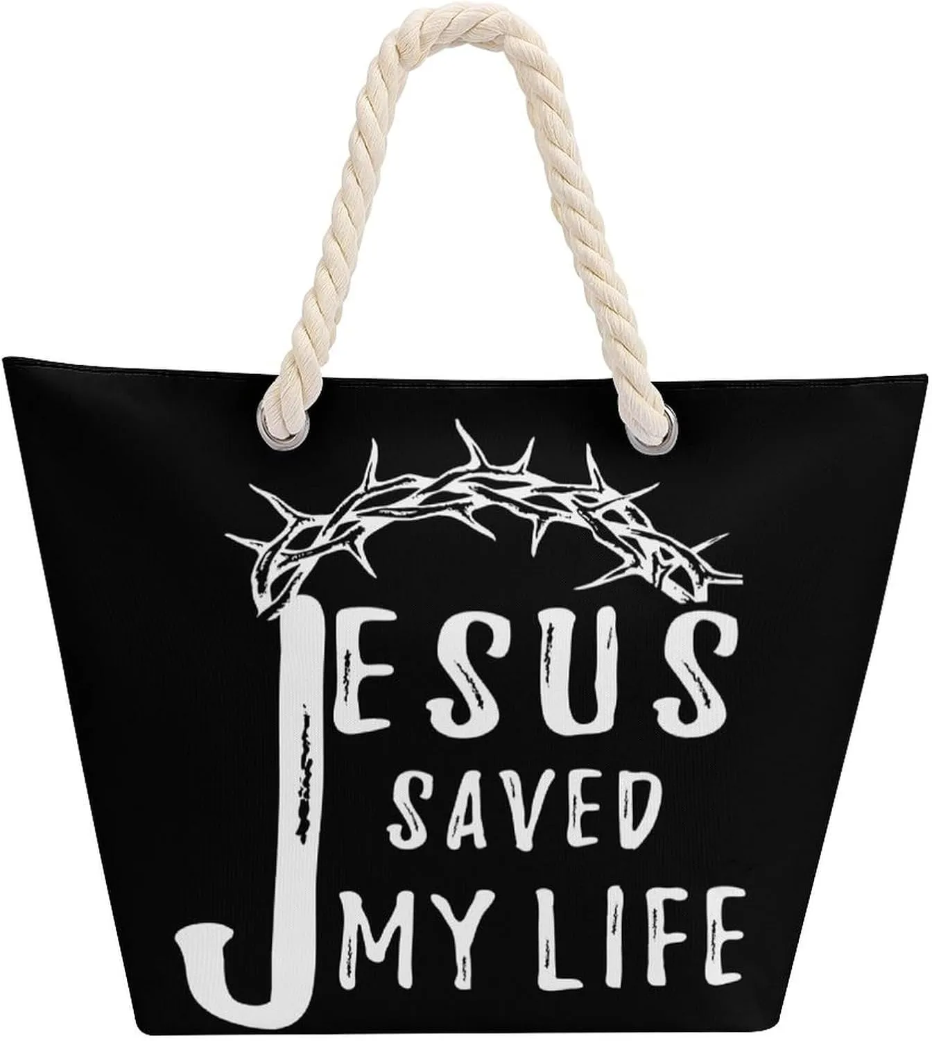 Tote Bag Large Handles Beach Bag with Zipper for Shopping Groceries Travel Outdoors Swim Pool Bag