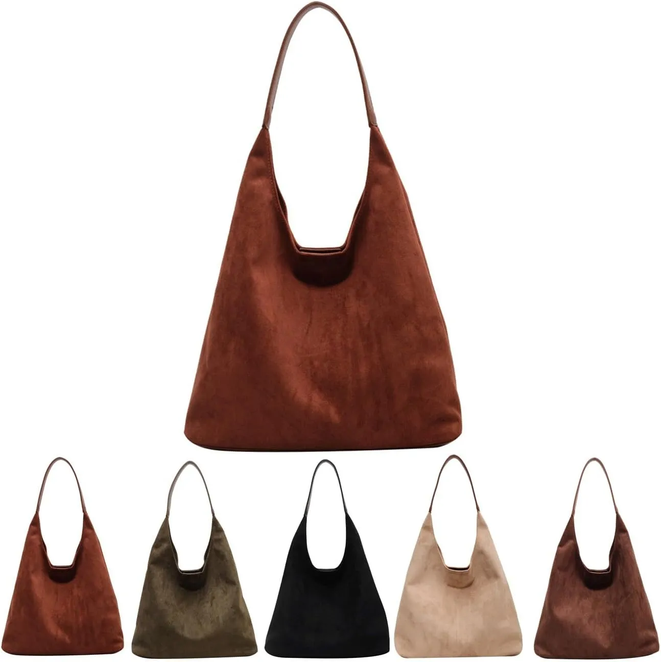Tote Bags for Women Suede & Leather Hobo Shoulder Bag Fall Ladies Handbags Large Capacity Slouch Bag with Purses Bag