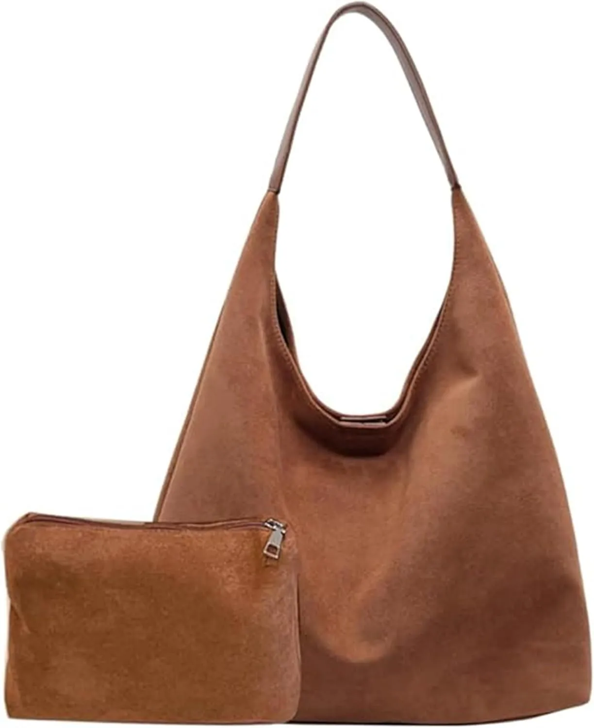 Tote Bags for Women Suede & Leather Hobo Shoulder Bag Fall Ladies Handbags Large Capacity Slouch Bag with Purses Bag