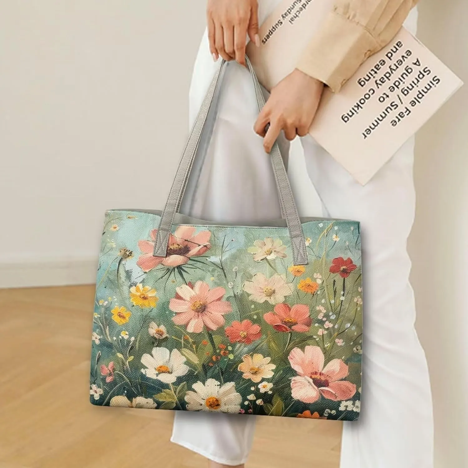 Tote Handbag for Women Fashion Lady Leather Tote Purse Lightweight Travel Bag Waterproof Shoulder Bag