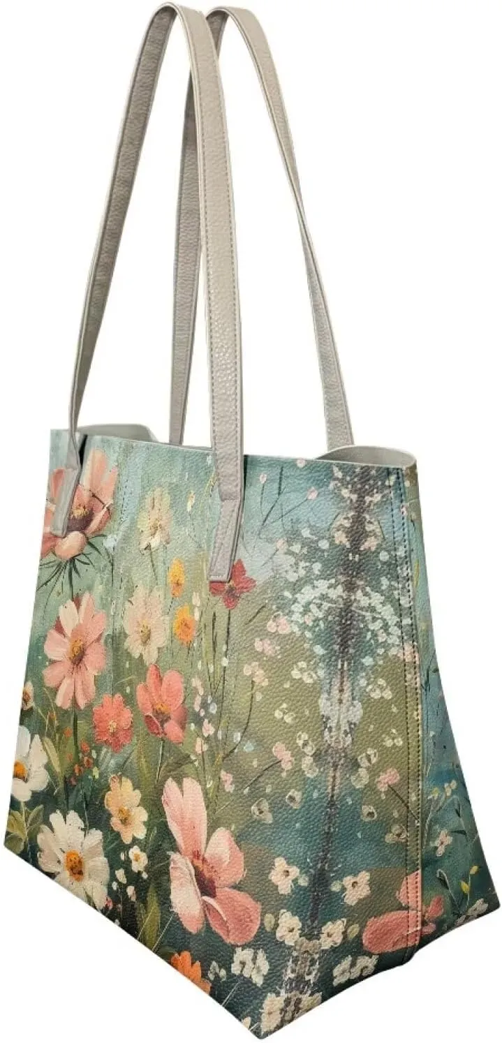 Tote Handbag for Women Fashion Lady Leather Tote Purse Lightweight Travel Bag Waterproof Shoulder Bag
