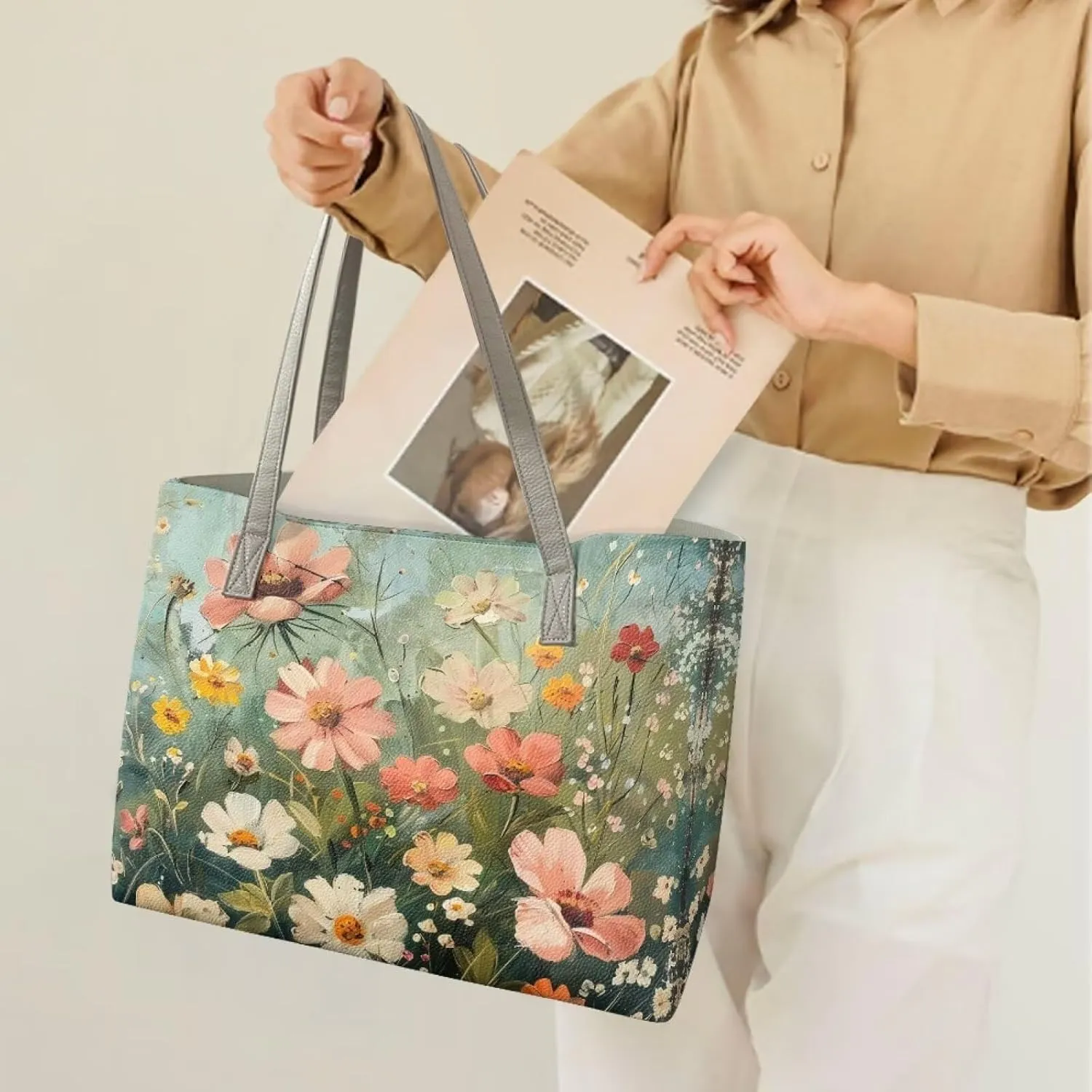 Tote Handbag for Women Fashion Lady Leather Tote Purse Lightweight Travel Bag Waterproof Shoulder Bag