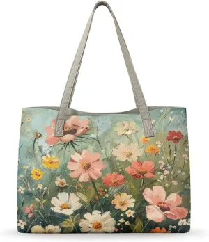 Tote Handbag for Women Fashion Lady Leather Tote Purse Lightweight Travel Bag Waterproof Shoulder Bag