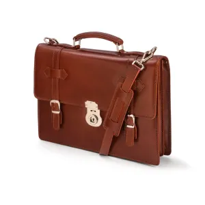 Traditional Vintage Leather Briefcase - Light Tan