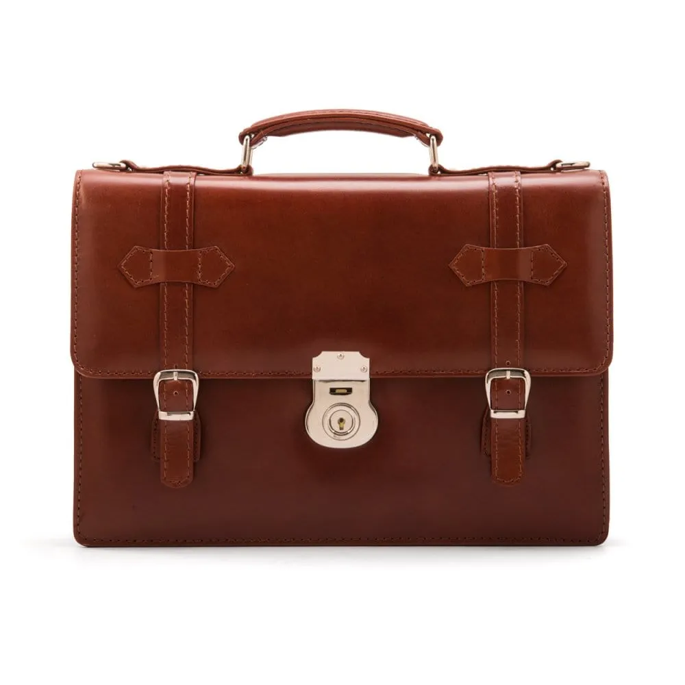 Traditional Vintage Leather Briefcase - Light Tan
