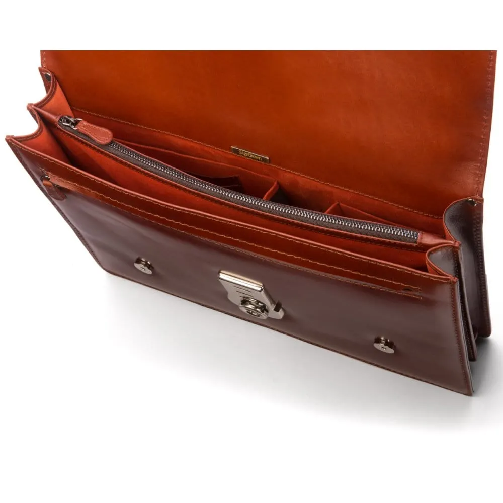 Traditional Vintage Leather Briefcase - Light Tan