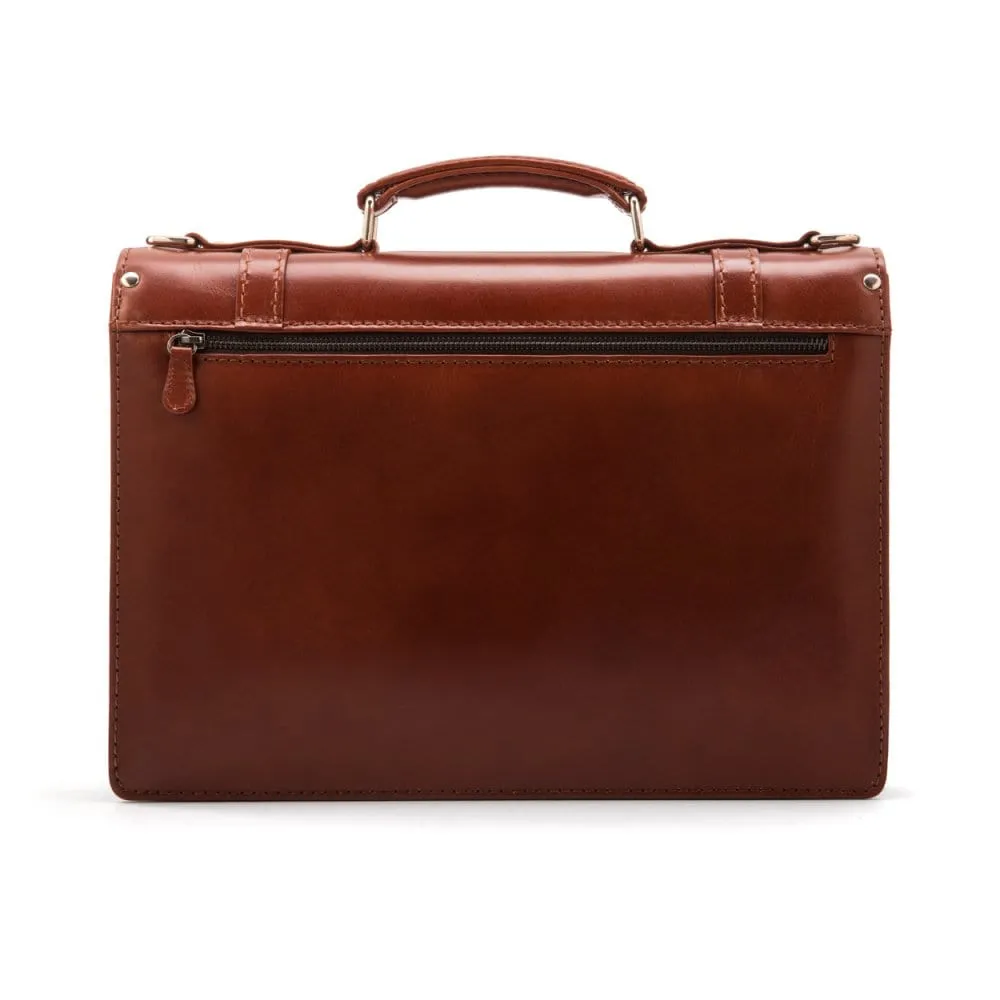 Traditional Vintage Leather Briefcase - Light Tan