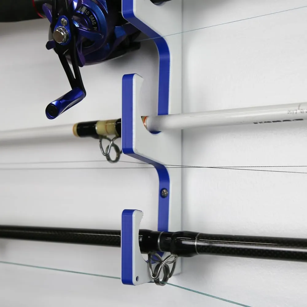 TRAPSKI Made in the USA Premium Fishing Rod/Pole Holder Rack Organizer | Wall or Boat Mounting Fishing Rod Rack | Marine Grade HDPE Plastic | Pole Holder for up to 3 Rods | Stackable