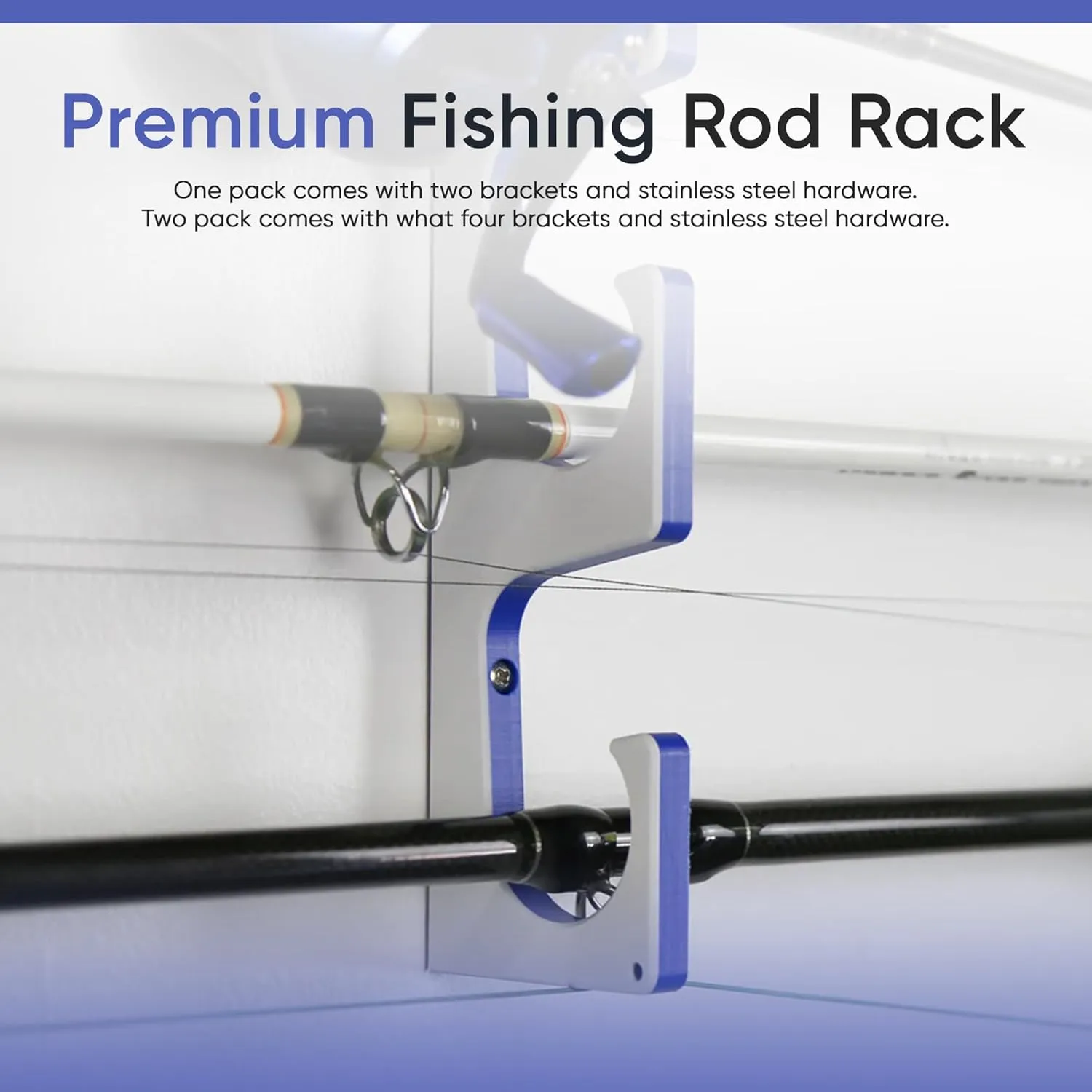 TRAPSKI Made in USA Fishing Rod/Pole Holder Rack Organizer | Wall or Ceiling Mounted Fishing Rod Rack | Marine Grade HDPE Plastic | Pole Holder for up to 6 Stackable