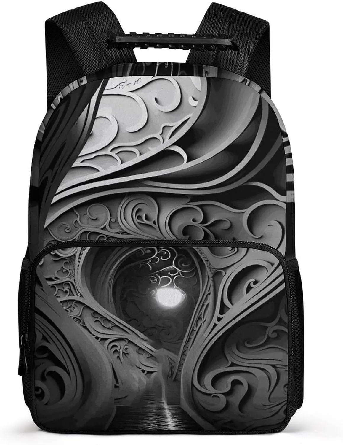 Travel Backpack for Women Men Carry On Backpack Complex Black And White Luggage Daypack 15.6 Inch Laptop Backpack