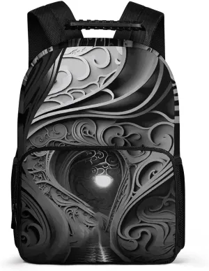 Travel Backpack for Women Men Carry On Backpack Complex Black And White Luggage Daypack 15.6 Inch Laptop Backpack