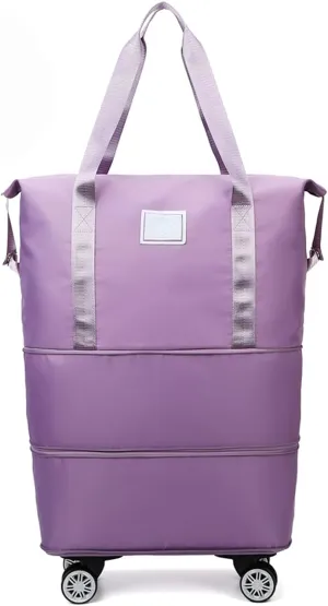 Travel Bag With Wheels, 2025 New Large Capacity Travel Bag - Universal Wheel Removable, Suitable For Business Trips And Travels, Can Be Carried By Hand, Shoulder, Or On Wheels (Purple)