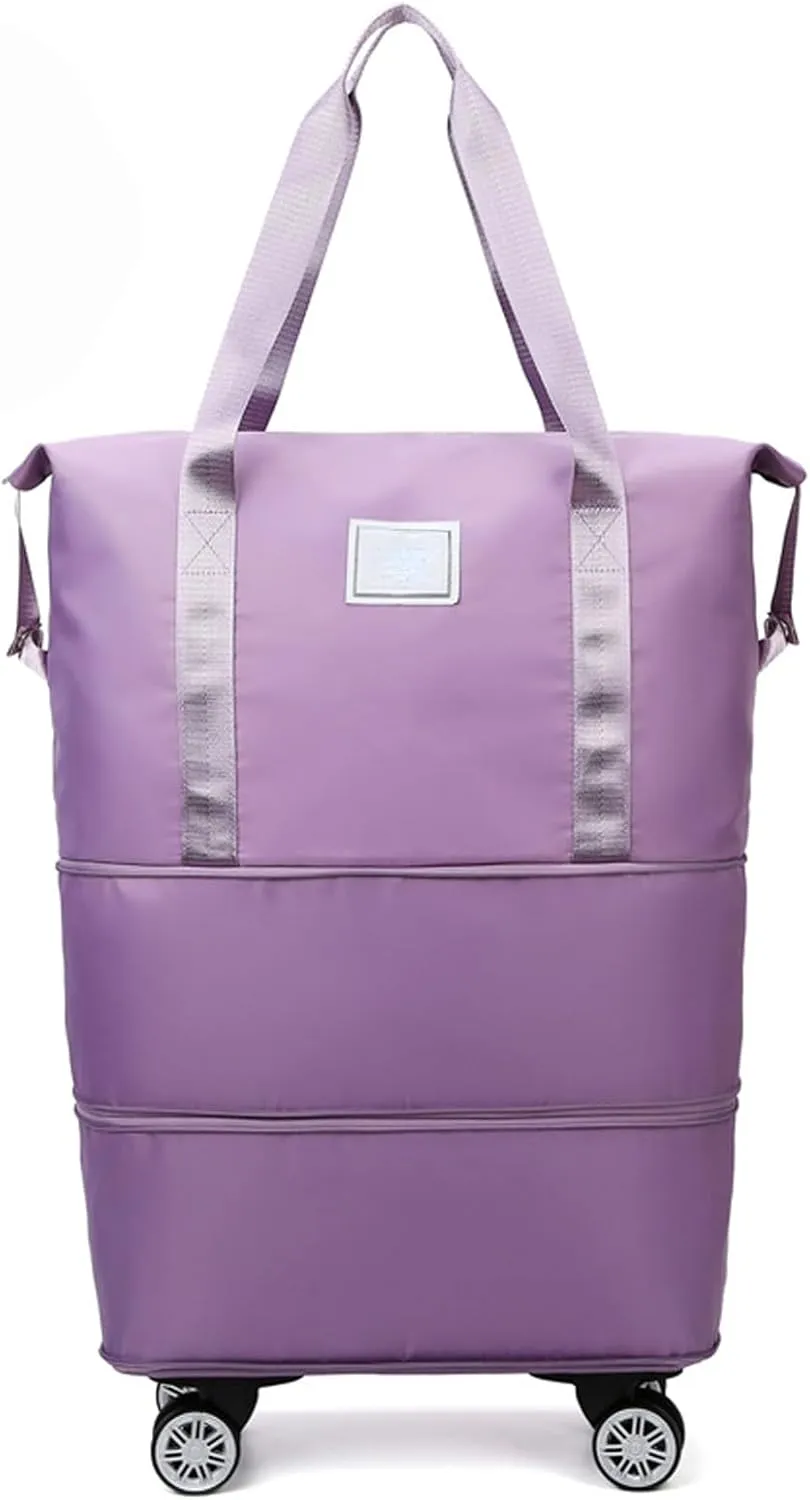 Travel Bag With Wheels, 2025 New Large Capacity Travel Bag - Universal Wheel Removable, Suitable For Business Trips And Travels, Can Be Carried By Hand, Shoulder, Or On Wheels (Purple)