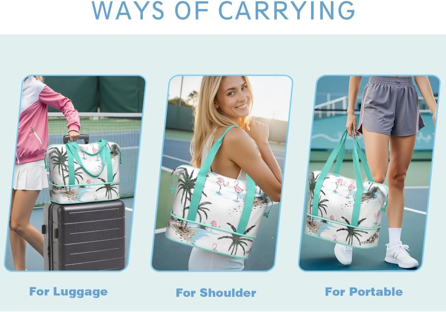 Travel Duffel Bag,Large Weekender Tote for Women,Gym Duffel Bag with Wet Pocket, Shoulder Weekender Overnight Bag for Women