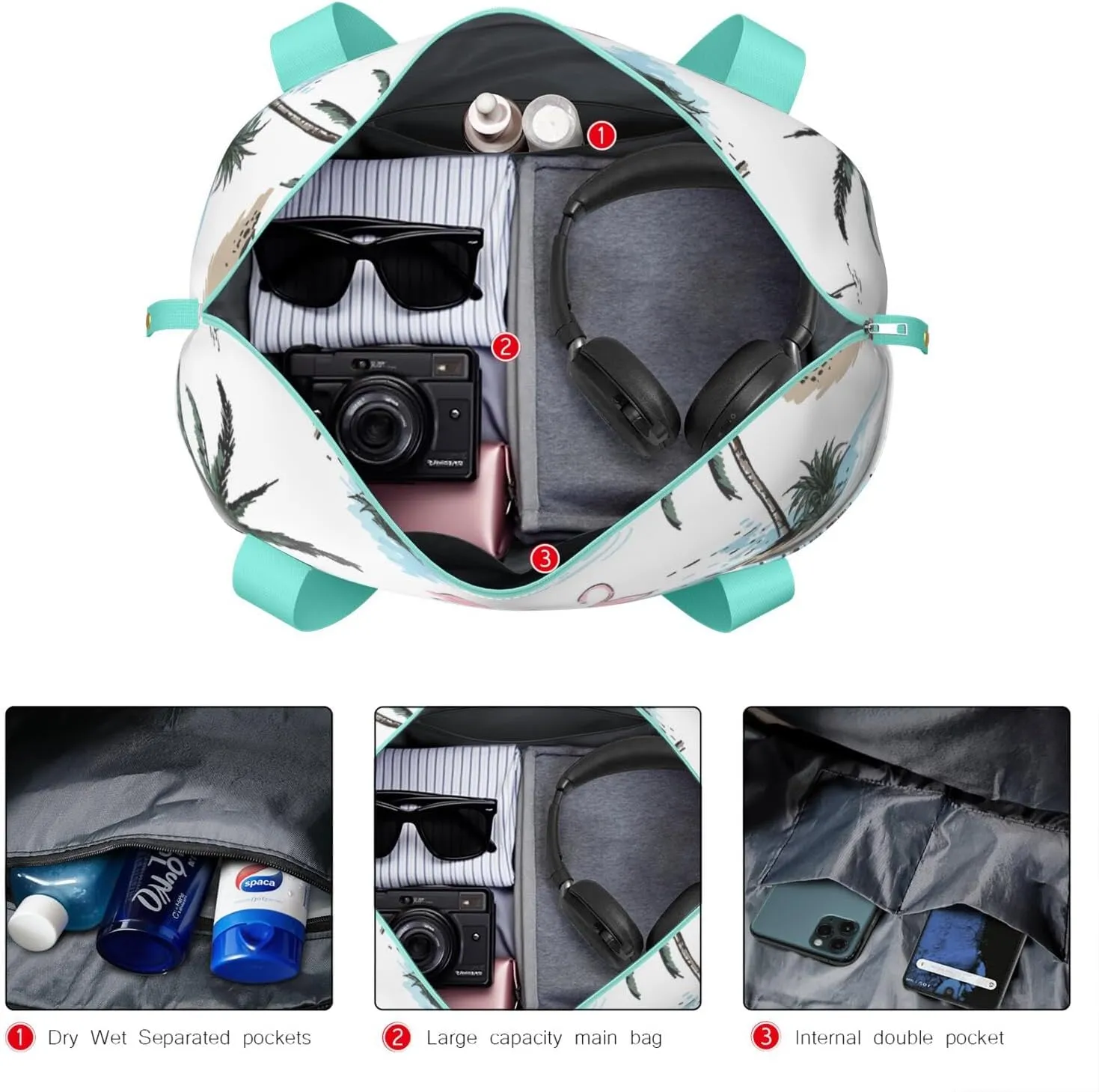 Travel Duffel Bag,Large Weekender Tote for Women,Gym Duffel Bag with Wet Pocket, Shoulder Weekender Overnight Bag for Women