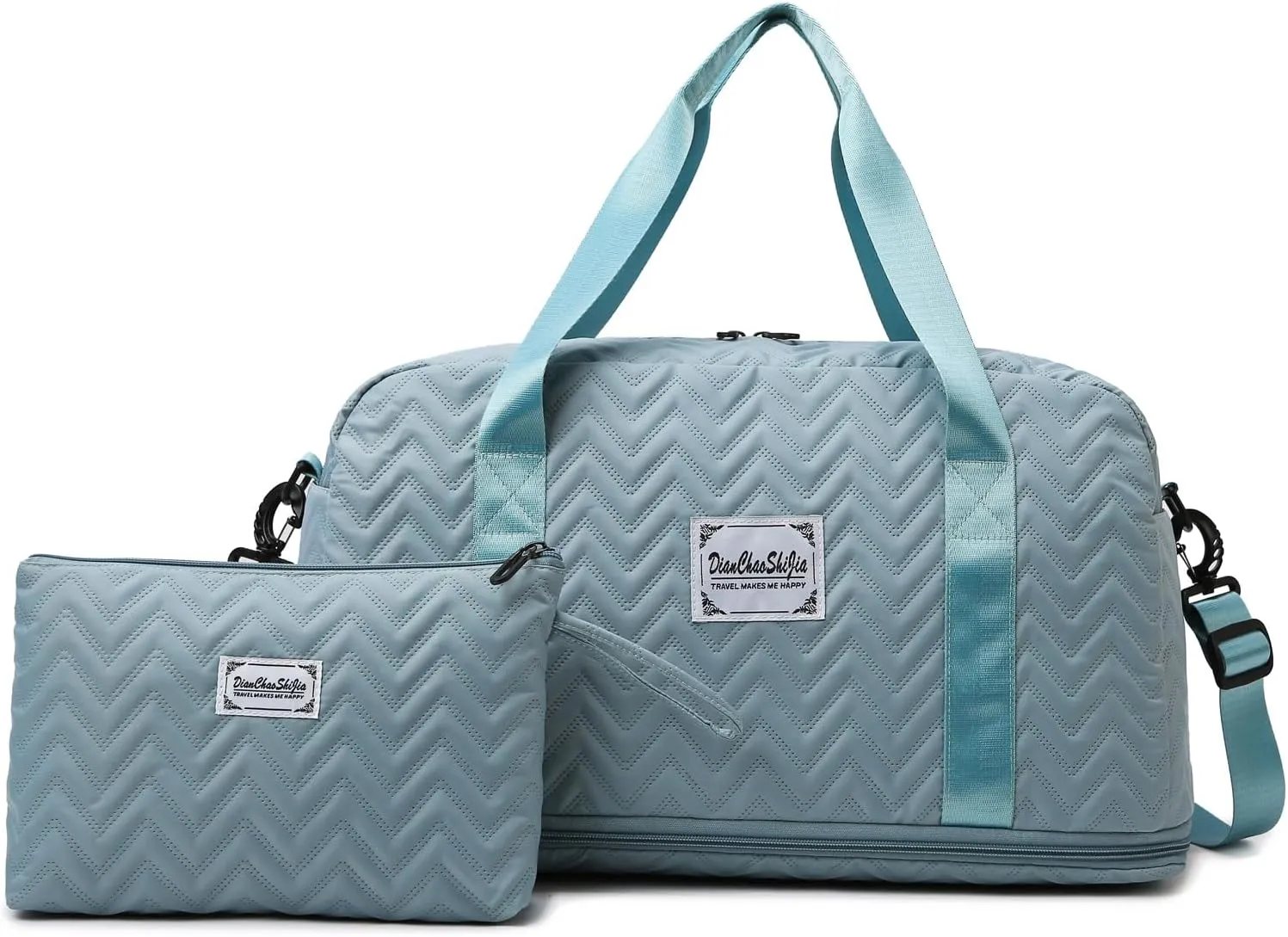Travel Duffle Bag Weekender Bags for Women with Toiletry Bag Carry on Overnight Bag Gym Duffel Bag with Wet Pocket Hospital Bags for Labor and Delivery (sky blue)